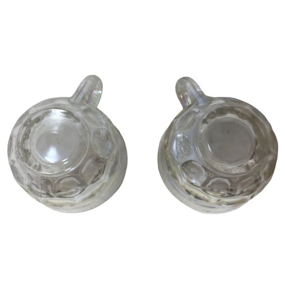 Federal Glass Iridescent Rainbow Thumbprint Tea Cups/Punch Cups with Handles - Picture 5 of 5